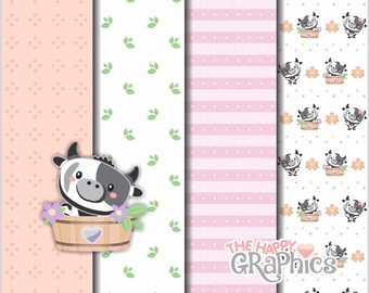 Cow Papers, Cow Pattern, COMMERCIAL USE, Printable Paper, Printable Pattern, Digital Paper, Animal Paper, Animal Pattern, Cute Paper