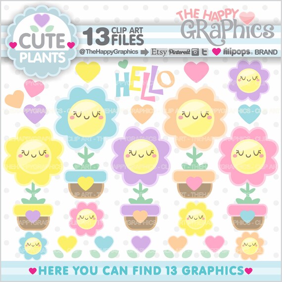 Plant Clipart, Plant Graphic, COMMERCIAL USE, Spring Graphics, Spring Clipart,Flower Clipart, Flower Graphics, Digital Images, Printable Il_570xn