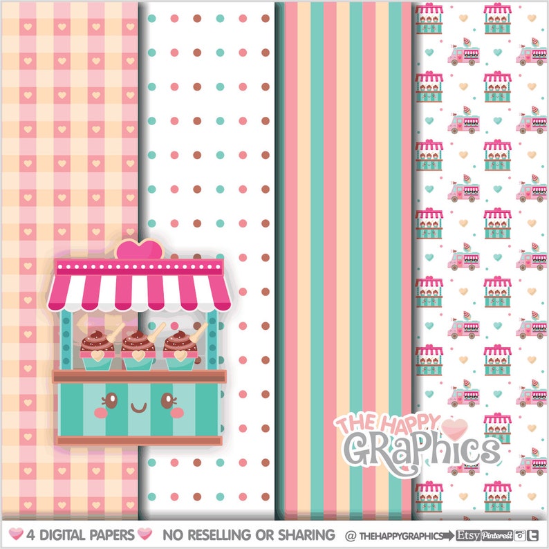 Ice Cream, Digital Papers, Pattern, Sweet Pattern, Sweet Digital Paper, Printable Pattern, Printable Paper, Food Pattern, Summer Paper, Cute image 1