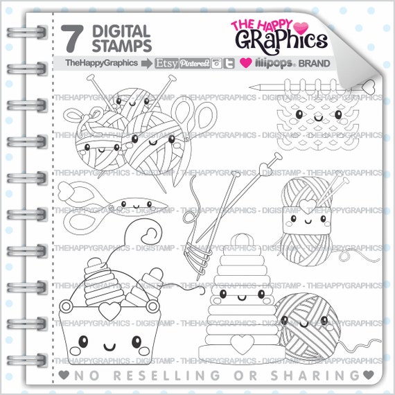 Knitting Stamp, Commercial Use, Digi Stamp, Digital Image, Knitting Digistamp, Handmade Digistamp, Craft Digital Stamp, Creative Digistamp Il_570xn