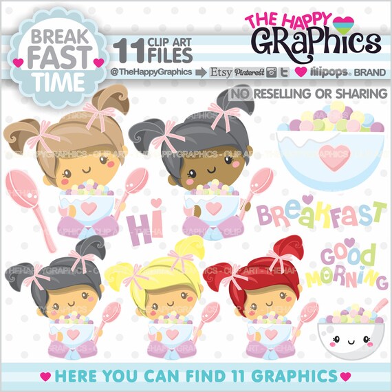 Breakfast Clipart, Breakfast Graphic, COMMERCIAL USE, Cereal Clipart, Have a Breakfast Clipart, Children Clipart, Baby Clipart, Food Clipart Il_570xn