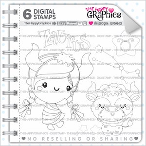 Taurus Digistamp, Taurus Digital Stamp, COMMERCIAL USE, Digital Stamp, Zodiac Digistamp, Zodiac Stamp, Constellation Stamp, Zodiac Sign image 1