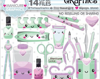 Manicure Clipart, Manicure Graphics, COMMERCIAL USE, Salon Clipart, Planner Accessories, Nail Art Cliparts, Nail Polish
