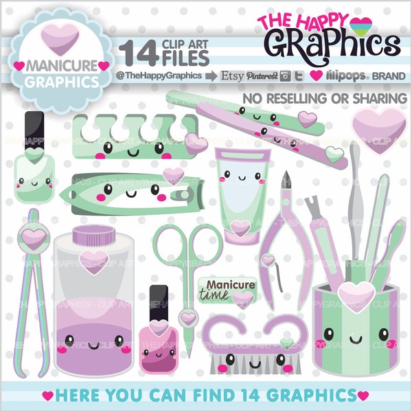 Manicure Clipart, Manicure Graphics, COMMERCIAL USE, Salon Clipart, Planner Accessories, Nail Art Cliparts, Nail Polish