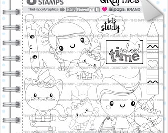 Back To School Stamp 80OFF COMMERCIAL USE Digi Digital Image Digistamp Unicorn Coloring Page Graphic