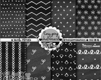 Chalkboard Digital Paper, COMMERCIAL USE, Chalkboard Pattern, Printable Paper, Easy Going Pattern, Easy Going Paper, Black