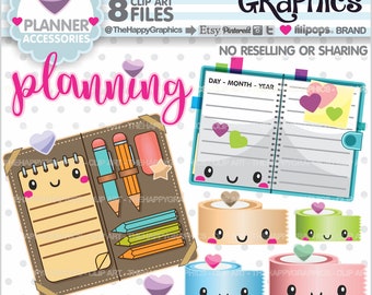 Planner Clipart, Planner Graphics, COMMERCIAL USE, Planner Icons, Planning Clipart, Planner Accessories, Planner Girl, Plan, School Clipart