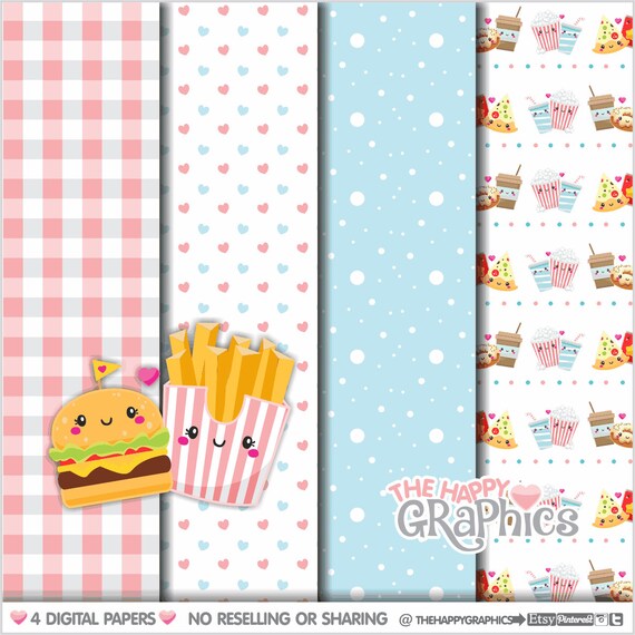 Valentine Digital Paper, Valentine Pattern, COMMERCIAL USE, Food Digital Paper, Valentines Day, Valentines Party, Food Duos, Perfect Pair Il_570xn