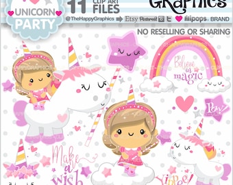 Unicorn Clipart, Unicorn Graphics, COMMERCIAL USE, Unicorn Party, Magical Clipart, Unicorn Clip Art, Unicorn Girl, Unicorn Princess