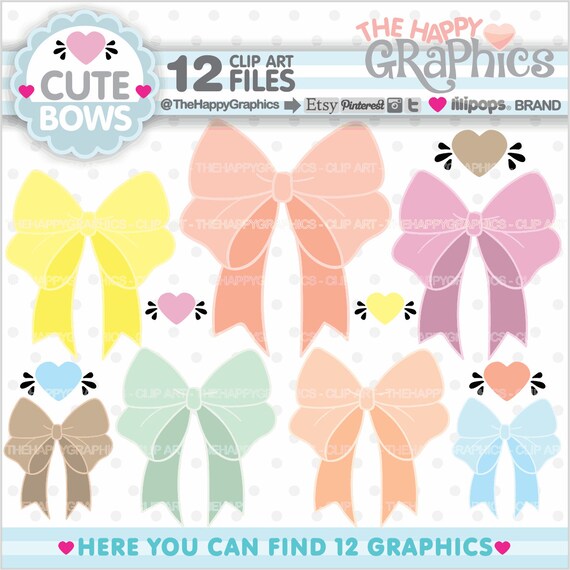 Bow Clipart, Bow Graphics, COMMERCIAL USE, Gift Bow Clipart, Spotty Bow Clipart, Spotty Bow Graphics, Ribbon Clip Art, Cute Bow Clipart Il_570xn