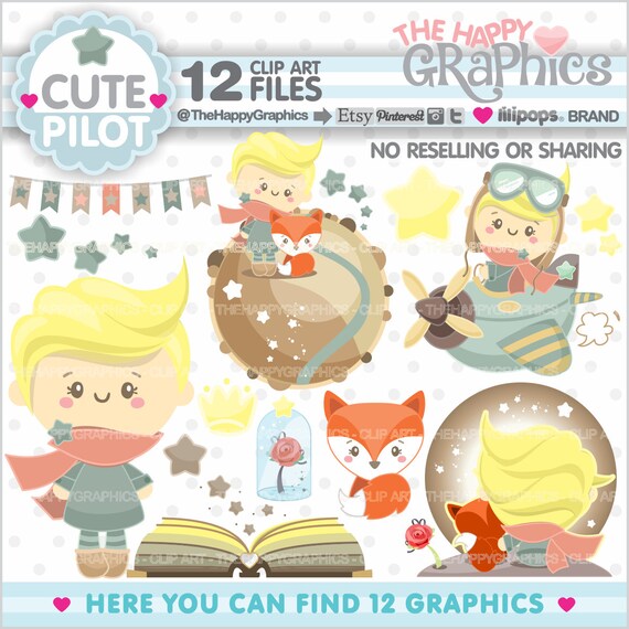 Pilot Clipart, Pilot Graphic, Boy Clipart, Fox Clipart, Little Pilot, Airplane Clipart, Cute Clipart, Story Clipart, Children Clipart Il_570xn