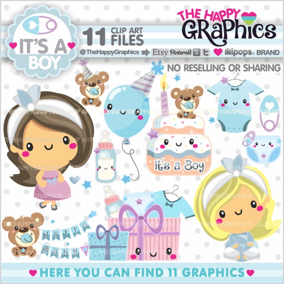 Baby Clipart, Baby Graphics, Commercial Use, Baby Party, Baby Shower Clipart, Baby Boy Clipart, Reveal Party, Welcome Baby, Cute Il_570xn