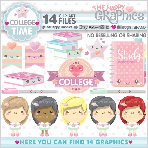 College Clipart, College Graphics, COMMERCIAL USE, Sorority Graphics, Planner Accessories, Sisterhood, Back to School, Student Clipart, Cute Il_570xn