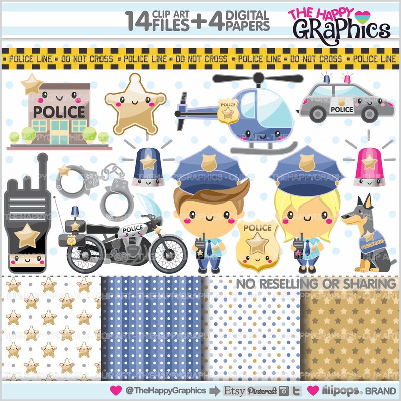 Police Clipart, Police Graphic, COMMERCIAL USE, Planner Accessories, Police Officer Clipart, Policeman, Police Station image 1