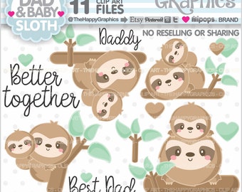 Father Clipart, Sloth Clipart, COMMERCIAL USE, Father Graphics, Dad Clipart, Father's Day Clipart, Daddy Clipart, Father Clip Art, Family