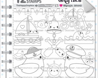 Nautical Stamp, Commercial Use, Digi Stamp, Digital Image, Summer Digistamp, Nautical Coloring Page, Nautical Graphic