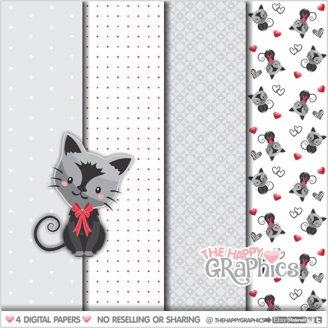Cat Digital Papers, Cat Pattern, COMMERCIAL USE, Pet Pattern, Pet ...