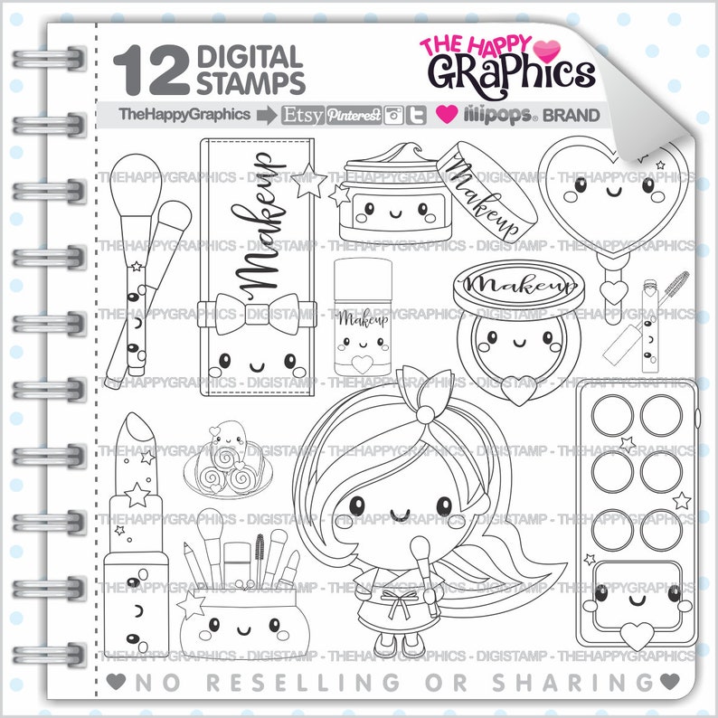 Makeup Stamp Commercial Use Digi Stamp Digital Image Etsy