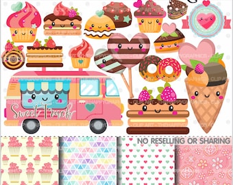 Sweets Clipart, Sweets Graphics, COMMERCIAL USE, Planner Accessories, Sweets Party, Bakery, Food, Cake, Dessert, Cupcake