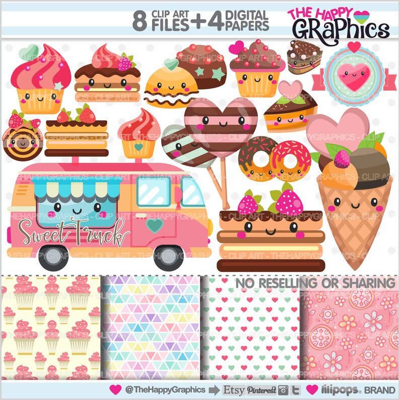 Sweets Clipart, Sweets Graphics, COMMERCIAL USE, Planner Accessories, Sweets Party, Bakery, Food, Cake, Dessert, Cupcake image 1