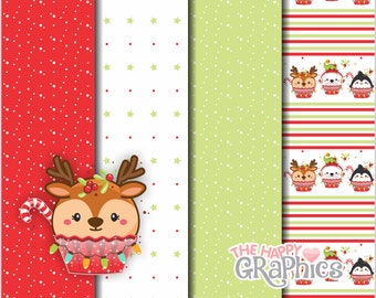 Cupcake Digital Paper, Christmas Paper, Cupcake Pattern, Printable Paper, Sweet Paper, Sweet Pattern, Food Pattern, Food Paper, Christmas