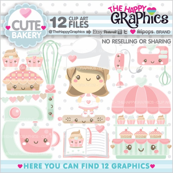Bakery Clipart, Pastry Clipart, COMMERCIAL USE, Bakery Graphics, Sweet Clipart, Planner Accessories, Cooking Party, Baking Clipart, Food Il_570xn