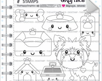 Dog Stamps, Commercial Use, Digi Stamp, Digital Image, Dog Digistamp, Coloring Page, Yorkshire Stamps, Cute Digistamp, Animal Stamp, Animal