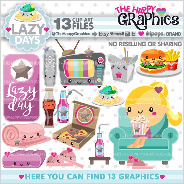 Lazy Day Clipart, Lazy Day Grafik, kommerzielle Nutzung, Planer Zubehör, Relax Clipart, Relax Grafik, Rest Clipart, Repose