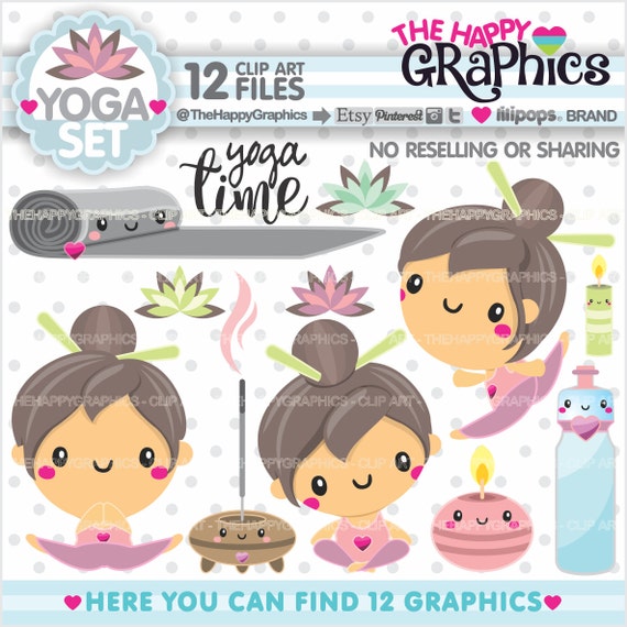 Yoga Clipart, Yoga Graphics, COMMERCIAL USE, Yoga Girl Clipart, Planner Accessories, Meditation Clipart, Yoga Class, Cute Il_570xn