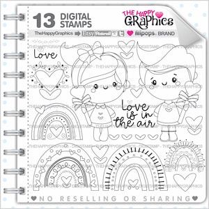 Love Stamp, Love Digi Stamp, Valentines Day, Digistamp, Digital Stamp, Outline Images, Outline Graphic, Be My Valentine, Couple Stam, Spring image 1