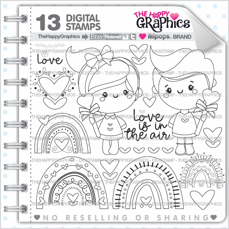 Love Stamp, Love Digi Stamp, Valentines Day, Digistamp, Digital Stamp, Outline Images, Outline Graphic, Be My Valentine, Couple Stam, Spring image 1