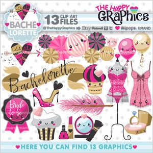 Bachelorette Clipart, Bachelorette Graphic, COMMERCIAL USE, Planner Accessories, Bachelorette Party, Bride, Bride To Be Clipart, Party, Cute image 1