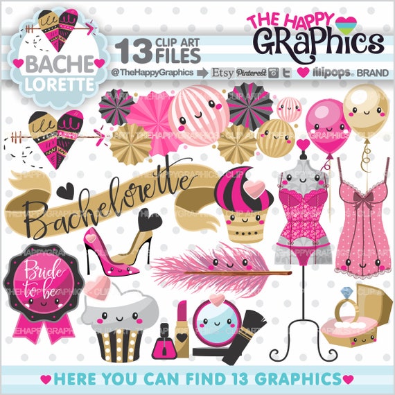 Bachelorette Clipart, Bachelorette Graphic, COMMERCIAL USE, Planner Accessories, Bachelorette Party, Bride, Bride To Be Il_570xn