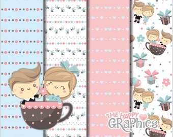 Valentine Digital Paper, Valentine Pattern, COMMERCIAL USE, Couple Digital Paper, Valentines Day, Valentines Party, Love, Be my Valentine