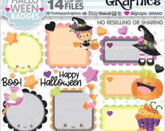 Halloween Clipart, Halloween Graphic, Witch Clipart, COMMERCIAL USE, Frame Clipart, Badges Clipart, Halloween Badges, Halloween Party