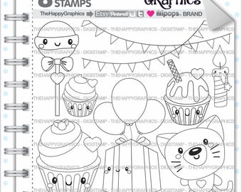Cat Stamps, Commercial Use, Digi Stamp, Digital Image, Cat Digistamp, Coloring Page, Kitten Stamp, Party Stamp, Animal