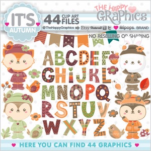 Alphabet Clipart, ABC Clipart, COMMERCIAL USE, School Clipart, Teacher Clipart, Autumn Clipart, Autumn Graphics, Letters Clipart, Fall image 1