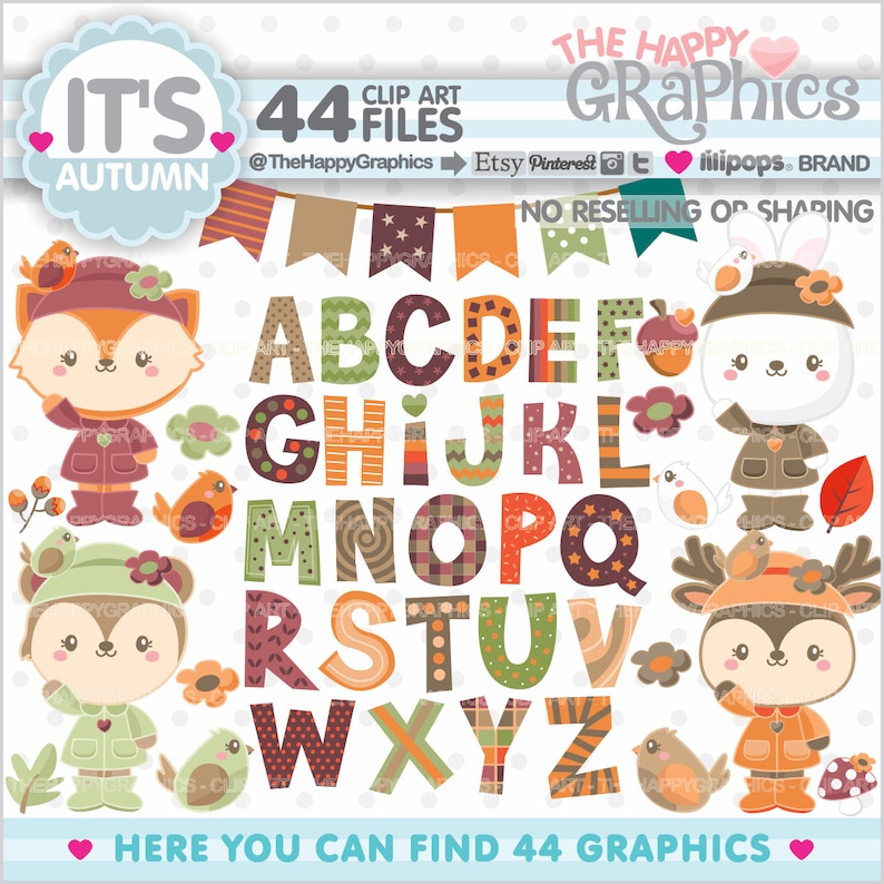 Alphabet Clipart, ABC Clipart, COMMERCIAL USE, School Clipart, Teacher Clipart, Autumn Clipart, Autumn Graphics, Letters Clipart, Fall image 1