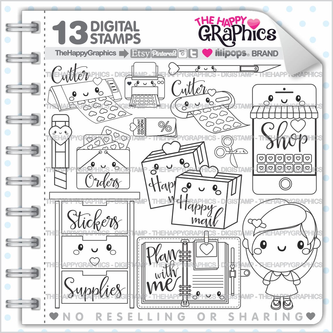 Planner Girl Stamps Commercial Use Digi Stamp Digital - Etsy