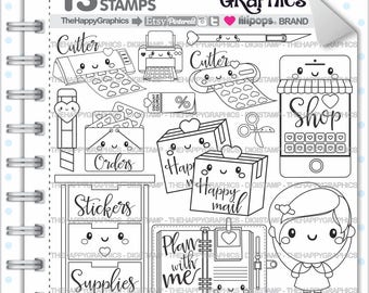 Planner Girl Stamps, Commercial Use, Digi Stamp, Digital Image, Planning Digistamp, Coloring Page, Planner Girl Cliparts