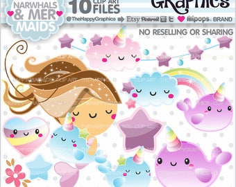 Unicorn Clipart, Narwhal Graphics, Commercial Use, Narwhal Clipart, Unicorn Graphic, Mermaid Clipart, Cute, Whale Clipart, Fish Clipart