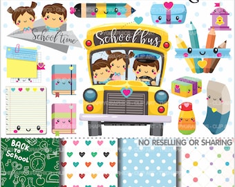 Back to School Clipart, Back to School Graphics, COMMERCIAL USE, Study, School Clipart, Planner Accessories, College Clipart