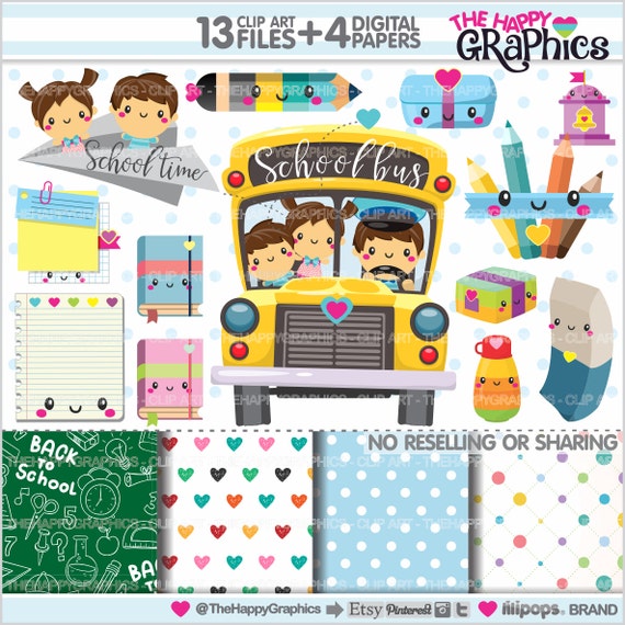 Back to School Clipart, Back to School Graphics, COMMERCIAL USE, Study, School Clipart, Planner Accessories, College Clipart Il_570xn