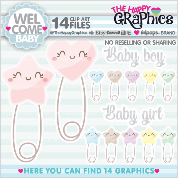 Baby Safety Pins Clipart, Safety Pins Graphic, COMMERCIAL USE, Diaper Pin Clipart, Welcome Baby Clipart,Nursery Clipart, Nursery Clip Art Il_570xn