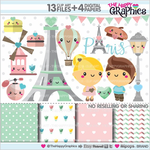 Paris Clipart, Paris Theme Party, COMMERCIAL USE, Eiffel Tower, Paris Party, Paris Graphics, Planner Accessories, Cute Il_570xn