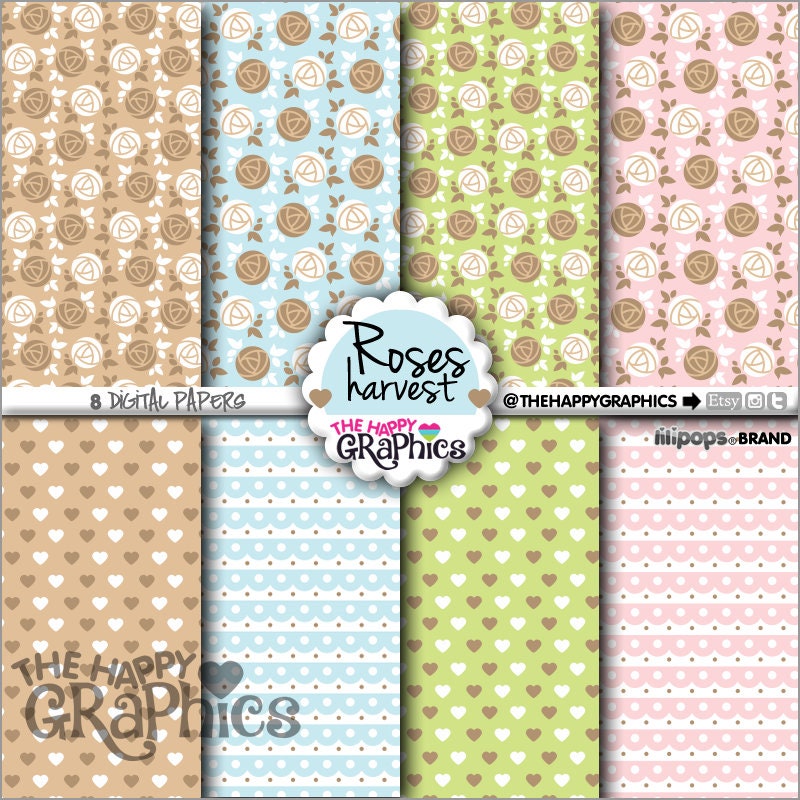 Floral Digital Paper COMMERCIAL USE Shabby Chic Digital | Etsy