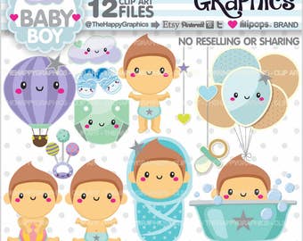 Baby Clipart, Baby Graphics, COMMERCIAL USE, Planner Accessories, Baby Boy Party, Baby Shower Graphic, Pastel Graphic, Cute, Printable, Boy