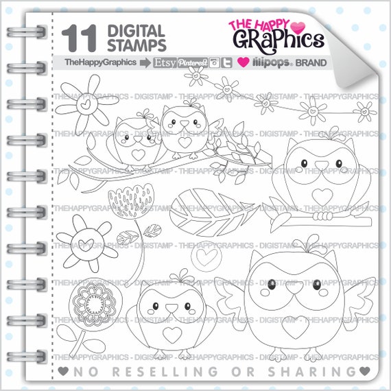 Owl Stamp, Commercial Use, Digi Stamp, Digital Image, Owl Digistamp, Coloring Images, Animal Digistamp, Animal Digital Stamp, Cute Il_570xn