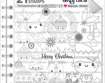 Christmas Stamp, COMMERCIAL USE, Digi Stamp, Digital Image, Christmas Digistamp, Christmas Coloring Page, Christmas Graphic, Classic