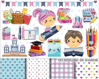 Back to School Clipart, Back to School Graphics, COMMERCIAL USE, Study, School Clipart, Planner Accessories, College Clipart